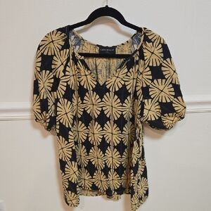 Lane Bryant Black and Gold Geometric Blouse